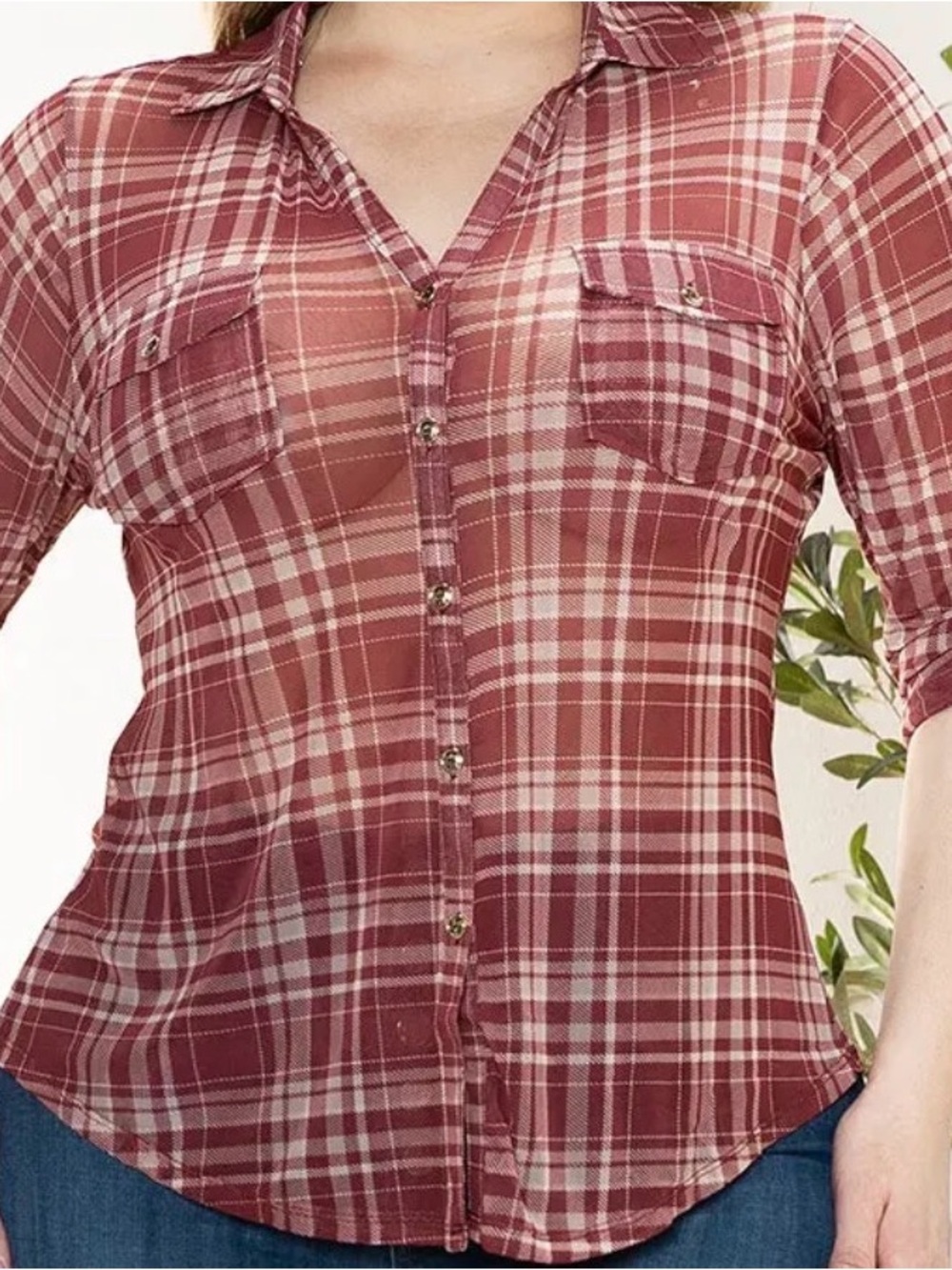 Zenobia Red Plaid Button-Down Shirt